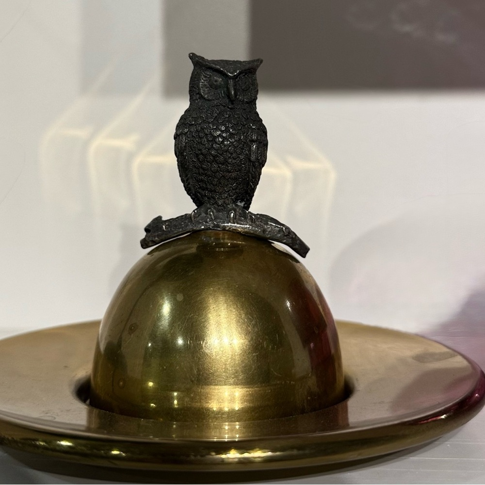 Elegant Vintage Brass Owl Service bell